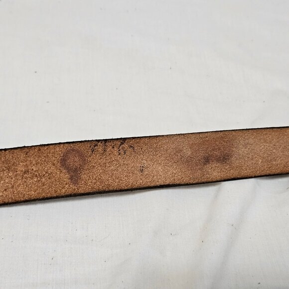 Vintage Leather Belt w/ BMW Motorcycle Pewter Buckle Appx 53" READ - Picture 4 of 9